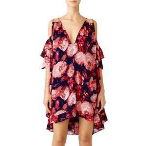 Dina Agam Rose Floral Cold Shoulder Dress XS - oversized fits M